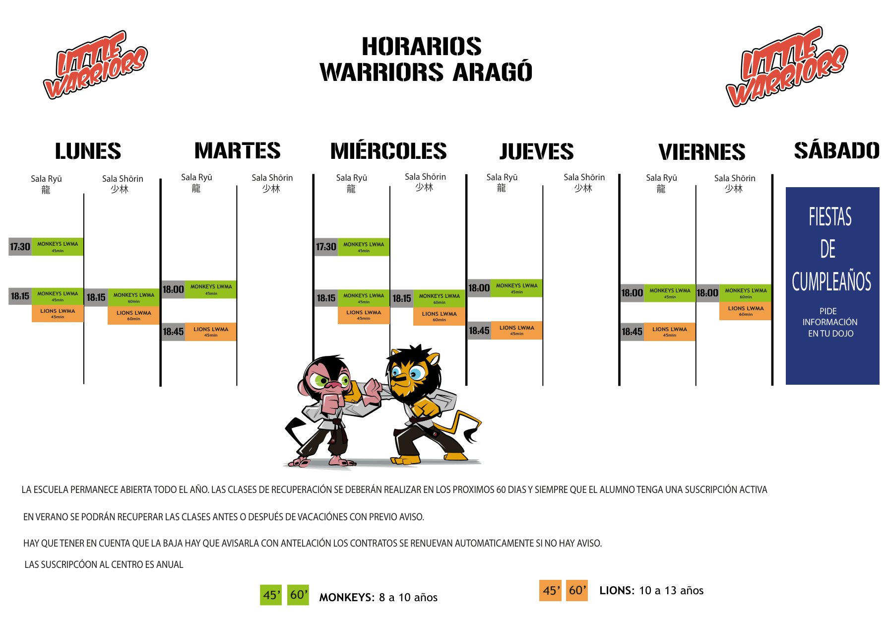 Horario Monkeys y Lions Warriors Aragó