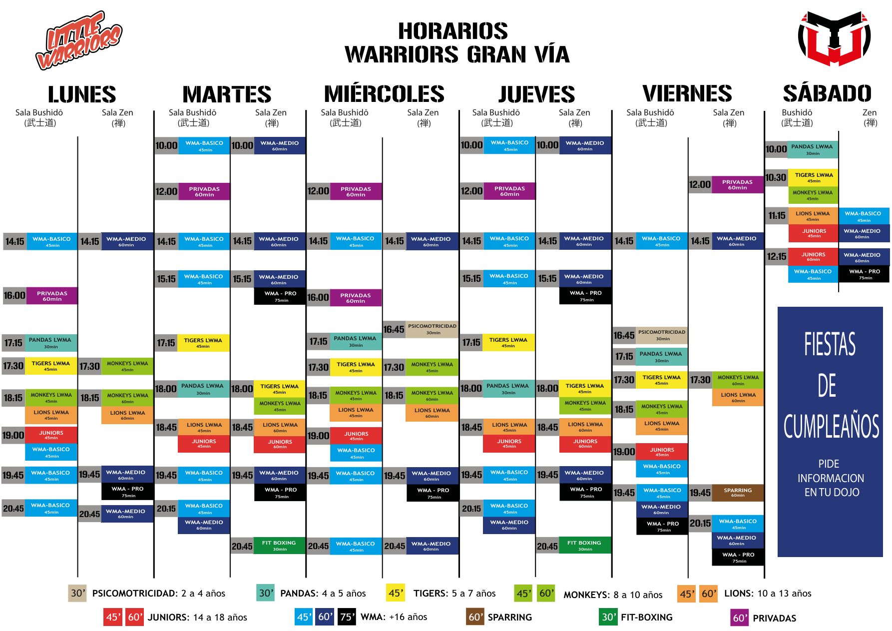 Horario completo Warriors Gran Vía